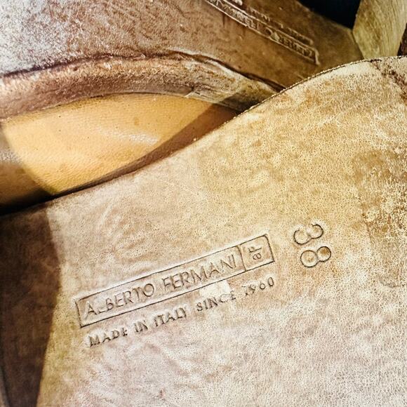 ALBERTO FERMANI Women's Tan Cognac Tall Soft Supple Riding Leather Boots Size 8 - Picture 3 of 8